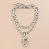 Hiphop Layered Chain Necklace with Big Pendant - Thick Chain Jewelry