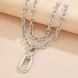 Hiphop Layered Chain Necklace with Big Pendant - Thick Chain Jewelry
