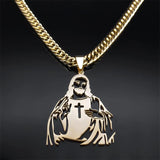 Punk Jesus Cross Pendant Necklace Stainless Steel