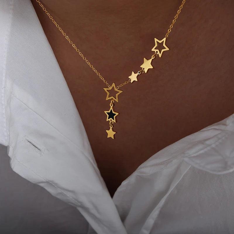 Star Pendant Necklace Stainless Steel Acrylic Jewelry