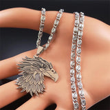 Gothic Egypt Eagle Head Pendant Necklace Stainless Steel Hip Hop Rock Jewelry