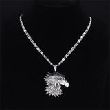 Gothic Egypt Eagle Head Pendant Necklace Stainless Steel Hip Hop Rock Jewelry