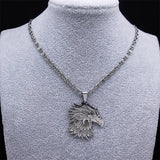 Gothic Egypt Eagle Head Pendant Necklace Stainless Steel Hip Hop Rock Jewelry