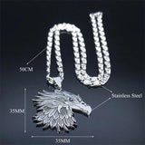 Gothic Egypt Eagle Head Pendant Necklace Stainless Steel Hip Hop Rock Jewelry