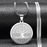 Tree Of Life Pendant Necklace Stainless Steel Silver Faith Chain Jewelry