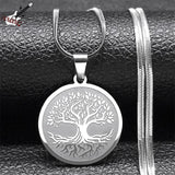 Tree Of Life Pendant Necklace Stainless Steel Silver Faith Chain Jewelry