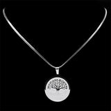 Tree Of Life Pendant Necklace Stainless Steel Silver Faith Chain Jewelry