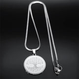 Tree Of Life Pendant Necklace Stainless Steel Silver Faith Chain Jewelry