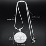 Tree Of Life Pendant Necklace Stainless Steel Silver Faith Chain Jewelry