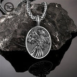 Vintage Nordic Phoenix Necklace Mens Vikings Fire Bird Pendant