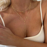 Double Layered Lariat Necklace for Women