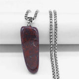 Bloodstone Pendant Necklace Stainless Steel Chain Gem Stone Healing Energy