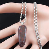 Bloodstone Pendant Necklace Stainless Steel Chain Gem Stone Healing Energy