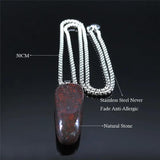 Bloodstone Pendant Necklace Stainless Steel Chain Gem Stone Healing Energy