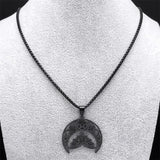 Gothic Bat Pentagram Moon Necklace Stainless Steel Witch Crescent Chain Jewelry
