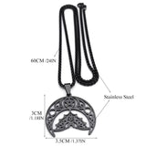 Gothic Bat Pentagram Moon Necklace Stainless Steel Witch Crescent Chain Jewelry
