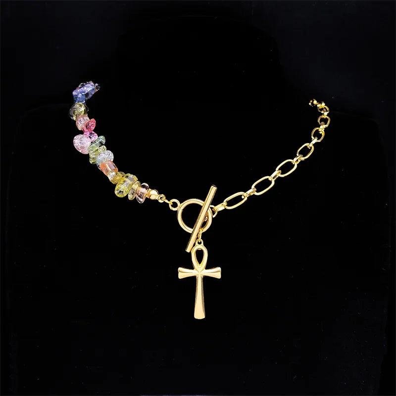 Ankh Symbol Stainless Steel Clavicle Chain Necklace Women