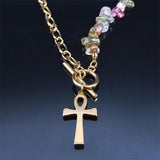 Ankh Symbol Stainless Steel Clavicle Chain Necklace Women