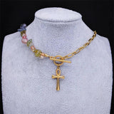 Ankh Symbol Stainless Steel Clavicle Chain Necklace Women