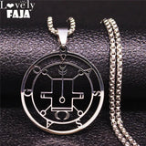 Demon Seal Stainless Steel Chain Necklace Silver Satan VASSAGO N7013