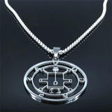 Demon Seal Stainless Steel Chain Necklace Silver Satan VASSAGO N7013
