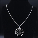 Demon Seal Stainless Steel Chain Necklace Silver Satan VASSAGO N7013