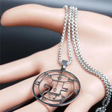 Demon Seal Stainless Steel Chain Necklace Silver Satan VASSAGO N7013