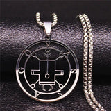 Demon Seal Stainless Steel Chain Necklace Silver Satan VASSAGO N7013