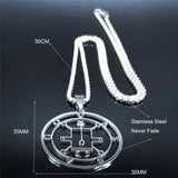 Demon Seal Stainless Steel Chain Necklace Silver Satan VASSAGO N7013