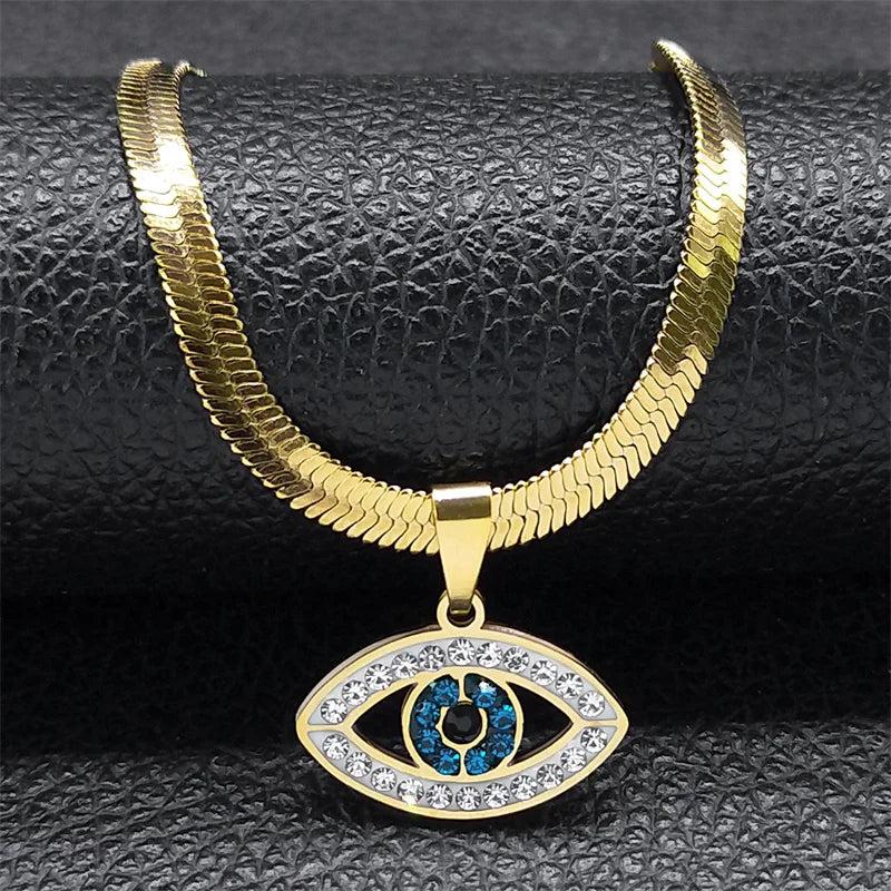Vintage Evil Demon Eye Choker Necklace Stainless Steel Jewelry