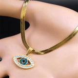 Vintage Evil Demon Eye Choker Necklace Stainless Steel Jewelry