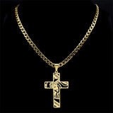Cross Necklace for Men Stainless Steel Crucifix Pendant