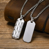 Stainless Steel Geometric Bar Pendant Collar, Punk Stylish for Him