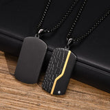 Men's Iced Out Geometric Pendant Dog Tag Necklace