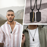 Men's Iced Out Geometric Pendant Dog Tag Necklace
