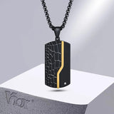 Men's Iced Out Geometric Pendant Dog Tag Necklace