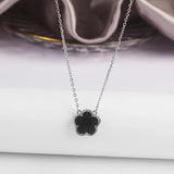 Plated Gold/Silver Five Leaf Flower Necklace 15mm Natural Gem Necklace