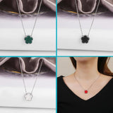 Plated Gold/Silver Five Leaf Flower Necklace 15mm Natural Gem Necklace