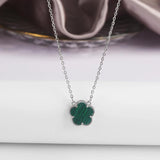 Plated Gold/Silver Five Leaf Flower Necklace 15mm Natural Gem Necklace