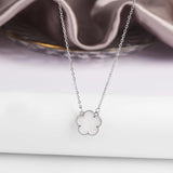 Plated Gold/Silver Five Leaf Flower Necklace 15mm Natural Gem Necklace