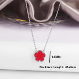 Plated Gold/Silver Five Leaf Flower Necklace 15mm Natural Gem Necklace