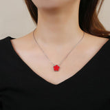 Plated Gold/Silver Five Leaf Flower Necklace 15mm Natural Gem Necklace