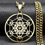 Metatron Cube Necklace Stainless Steel Amulet Chakra Spiritual Jewelry
