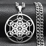 Metatron Cube Necklace Stainless Steel Amulet Chakra Spiritual Jewelry
