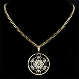 Metatron Cube Necklace Stainless Steel Amulet Chakra Spiritual Jewelry