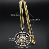 Metatron Cube Necklace Stainless Steel Amulet Chakra Spiritual Jewelry