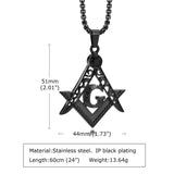Masonic G Crest Necklace, Men Stainless Steel Pendant