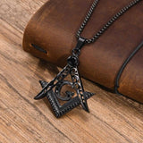 Masonic G Crest Necklace, Men Stainless Steel Pendant