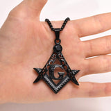 Masonic G Crest Necklace, Men Stainless Steel Pendant