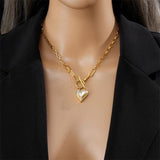 316L Stainless Steel Heart Pendant Necklace Colorful Dazzling Chain Jewelry Gift
